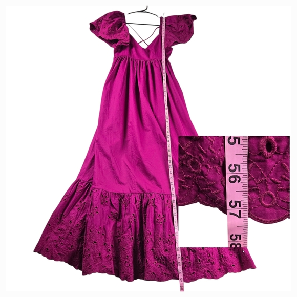 NWT Anthropologie En Saison Barnette Eyelet Puff Sleeve Maxi Dress - Picture 14 of 16